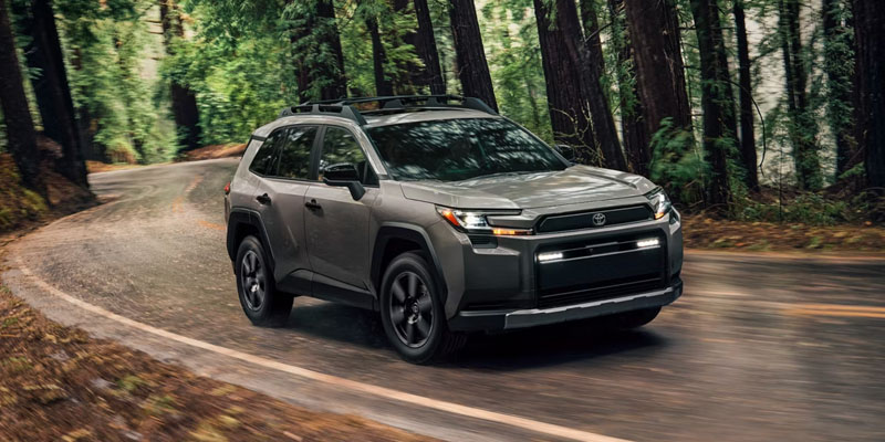 Toyota RAV4 driving down highway
