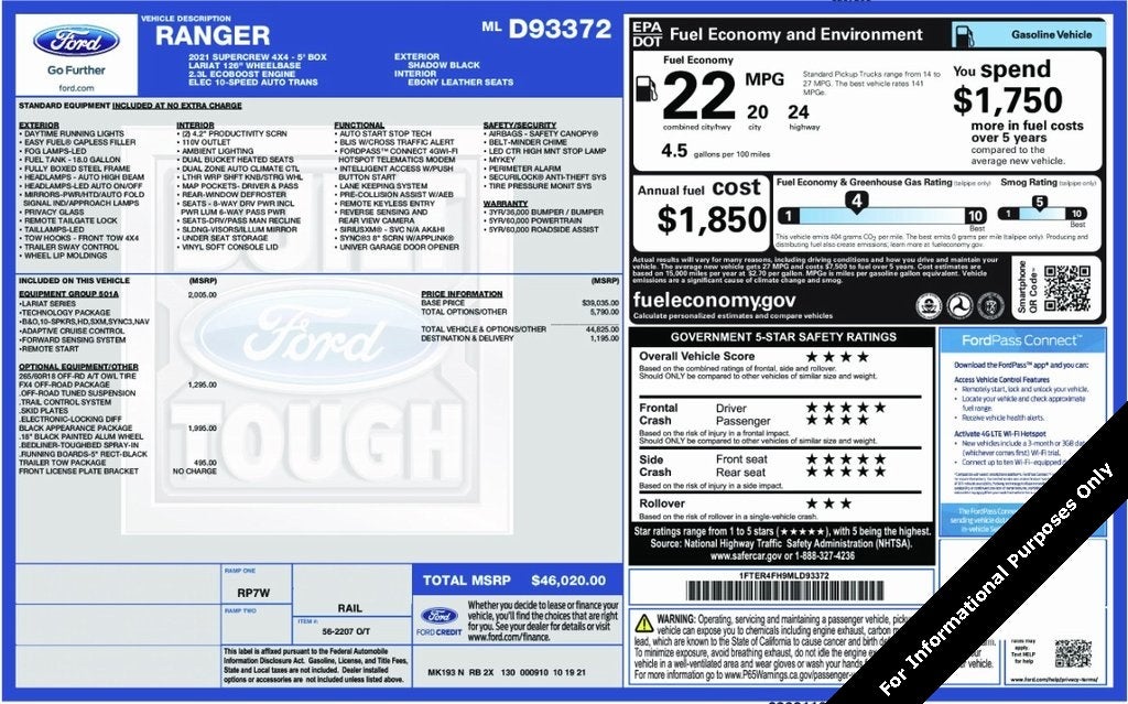 2021 Ford Ranger Lariat