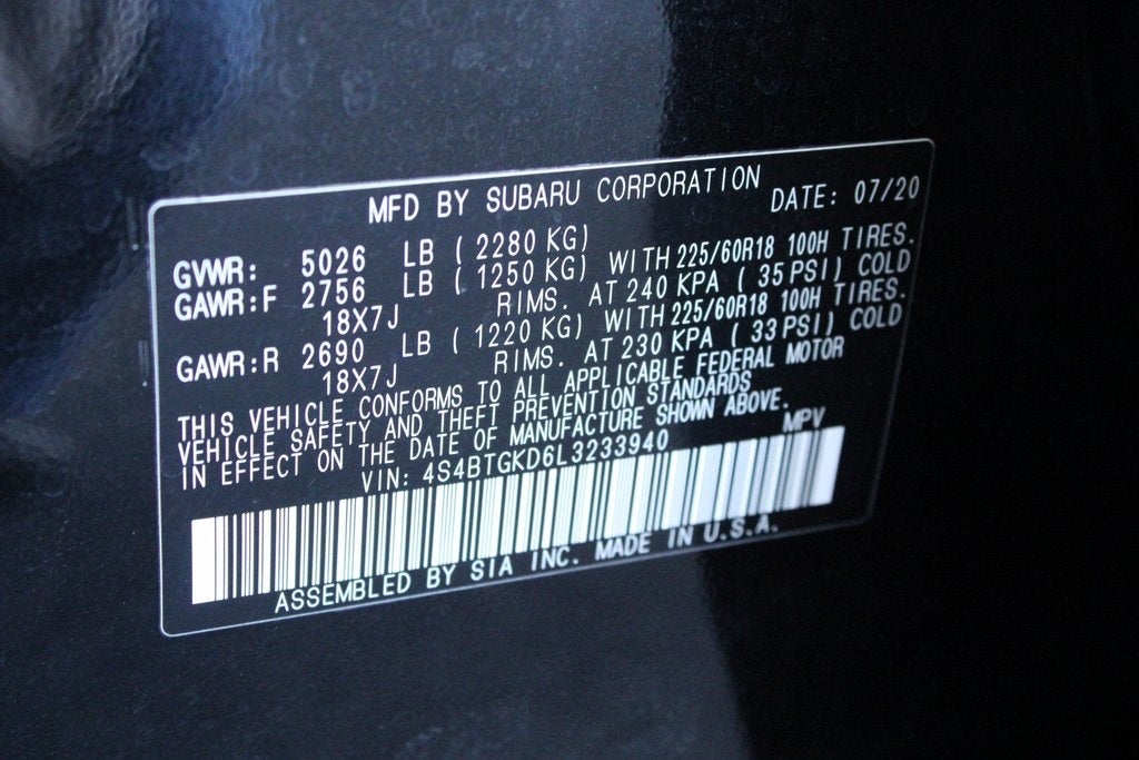 2020 Subaru Outback Onyx Edition XT