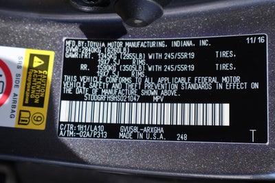 2017 Toyota Highlander Hybrid Limited Platinum