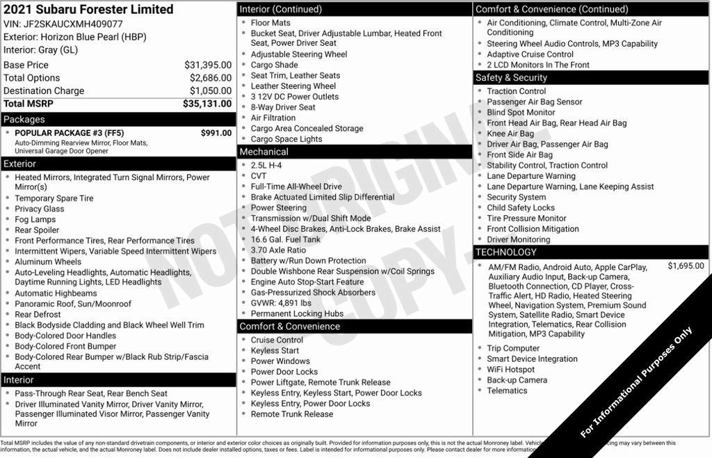 2021 Subaru Forester Limited