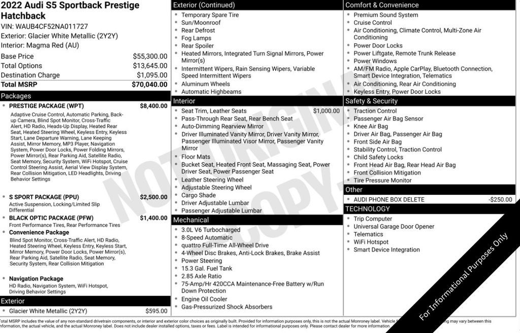 2022 Audi S5 Prestige quattro