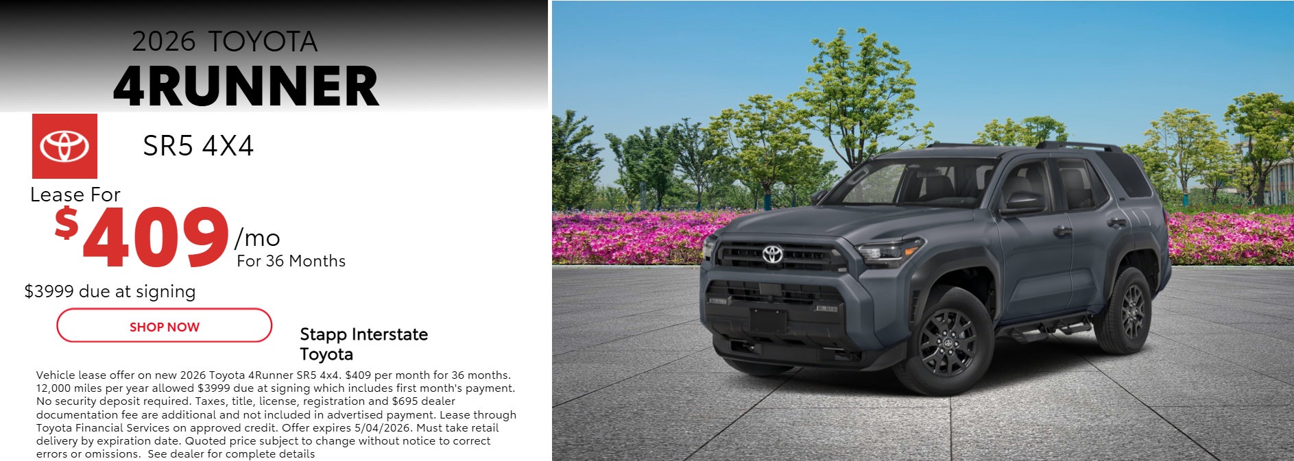 2026 Toyota 4Runner Lease Information