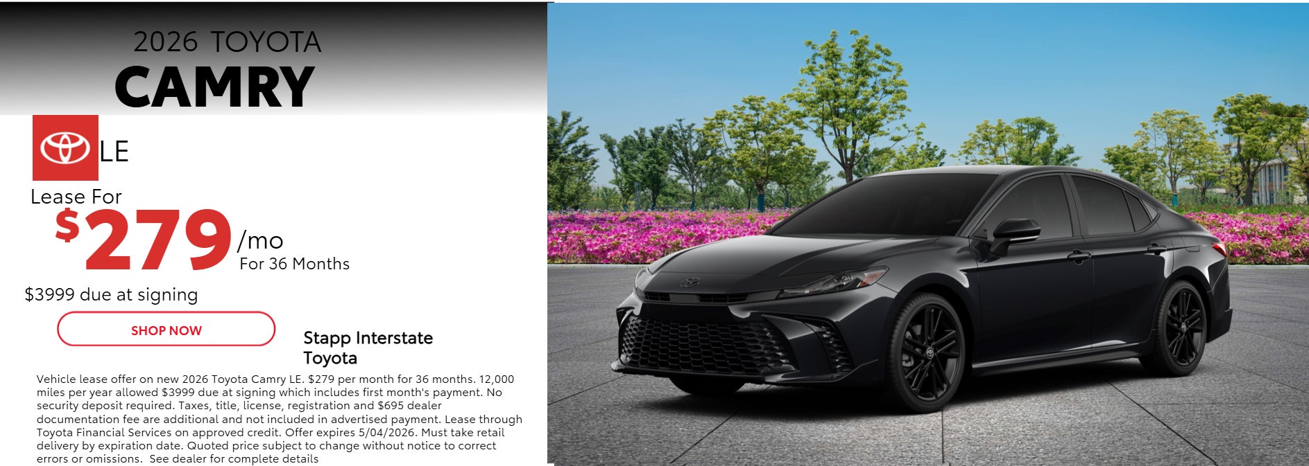 2026 Toyota Camry Lease Information