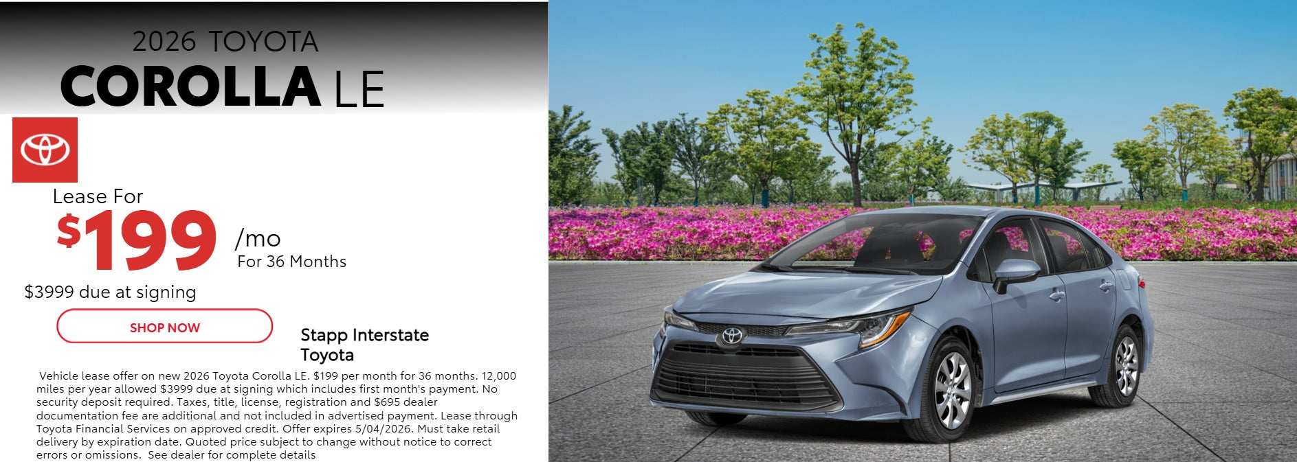2026 Toyota Corolla Lease Information