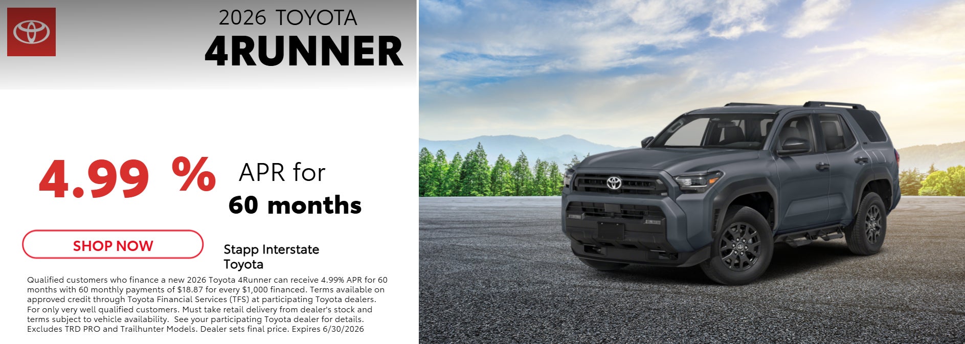 2026 Toyota 4Runner Lease Information