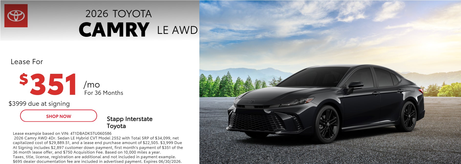 2026 Toyota Camry Lease Information