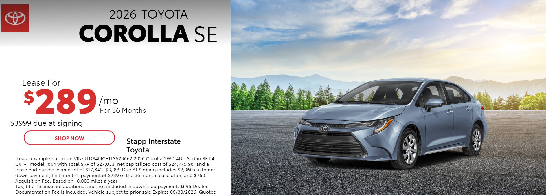 2026 Toyota Corolla Lease Information