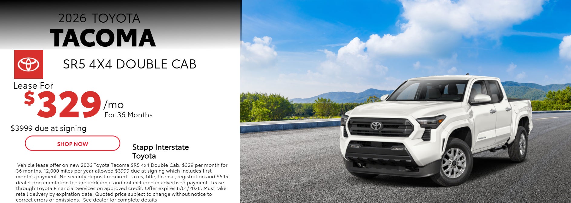  2026 Tacoma Lease Special
