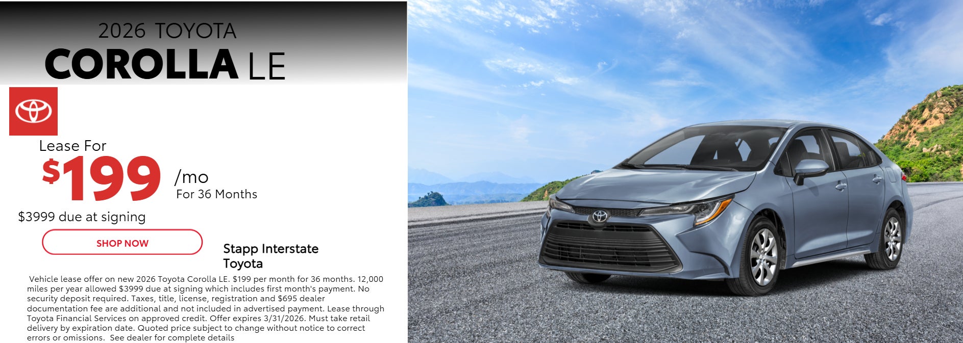 2026 Toyota Corolla Lease Information