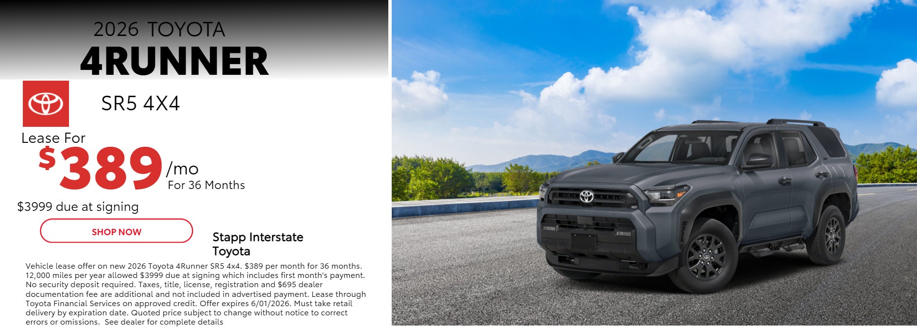 2026 Toyota 4Runner Lease Information