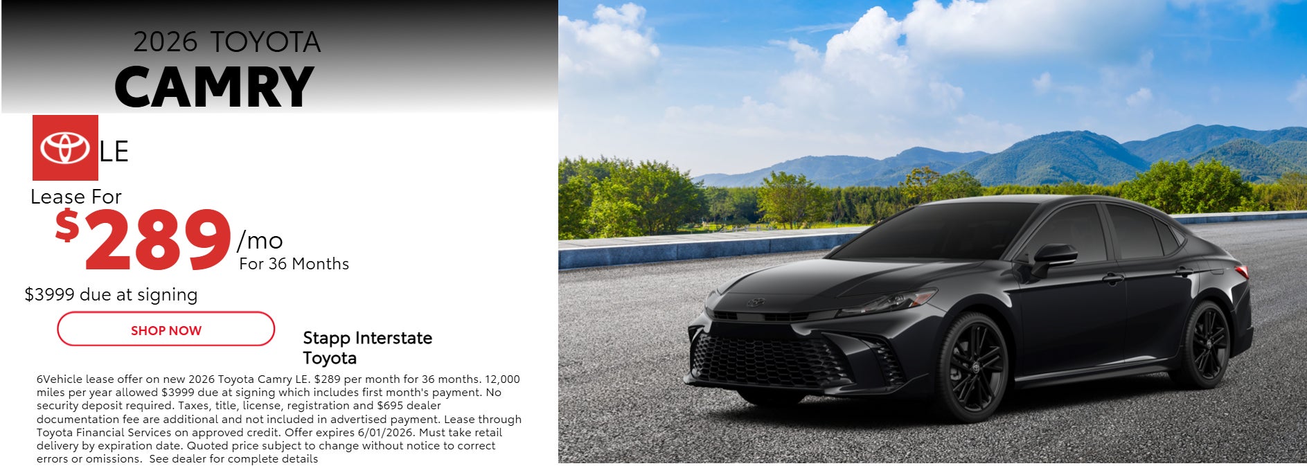2026 Toyota Camry Lease Information