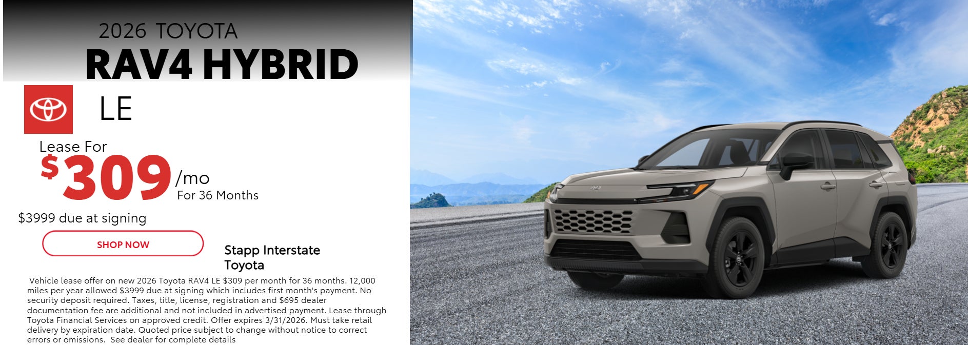 2026 Toyota RAV4 Lease Information