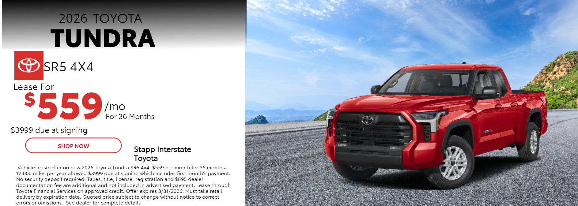 2026 Toyota Tundra Lease Information